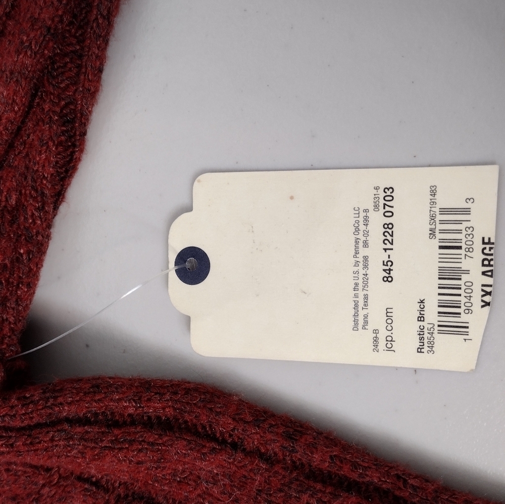 NWT St. John's Bay Rustic Brick Cable Knit Pullover Long Sleeve V-Neck Sweater - Picture 13 of 15
